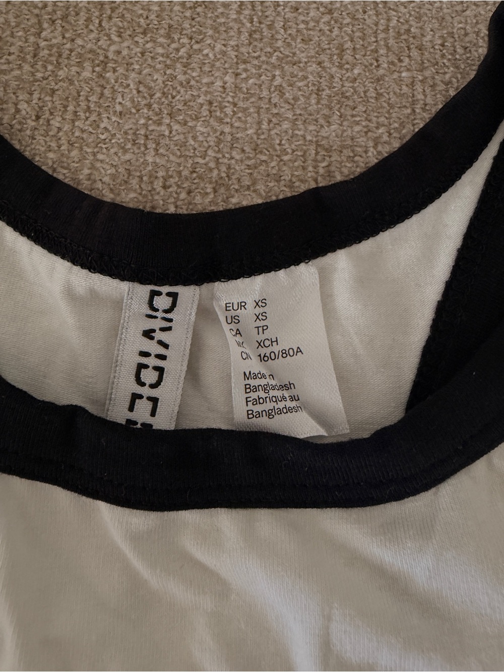 Divided White Tank Top with Black Trim - Picture 2 of 2